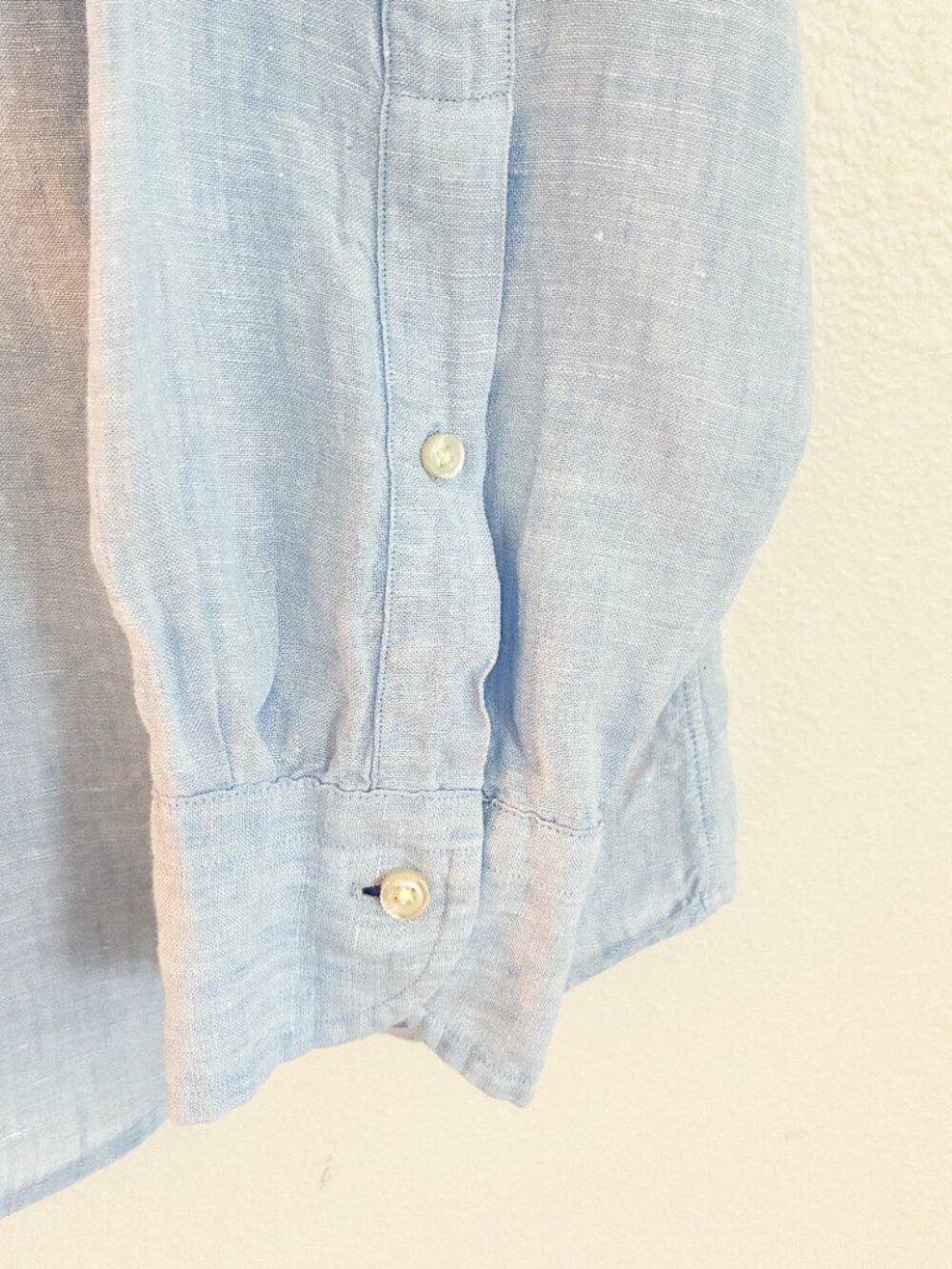 Cremieux Classics Shirt XL Blue 100% Linen Button Up Long Sleeve - Picture 3 of 7